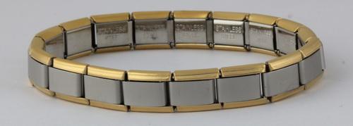 9mm 18 Link Matt Gold Edge Italian Charm Bracelet