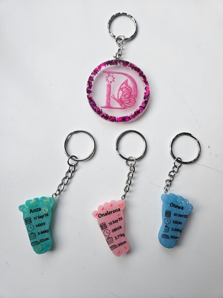 Letter With Butterfly Key Chain Round
