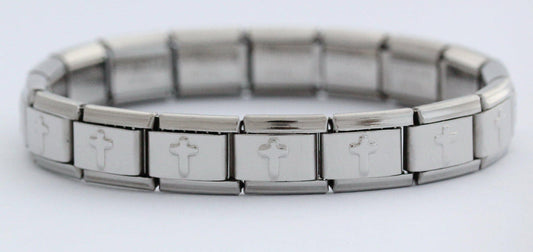 9mm 18 Link Cross Italian Charm Bracelet