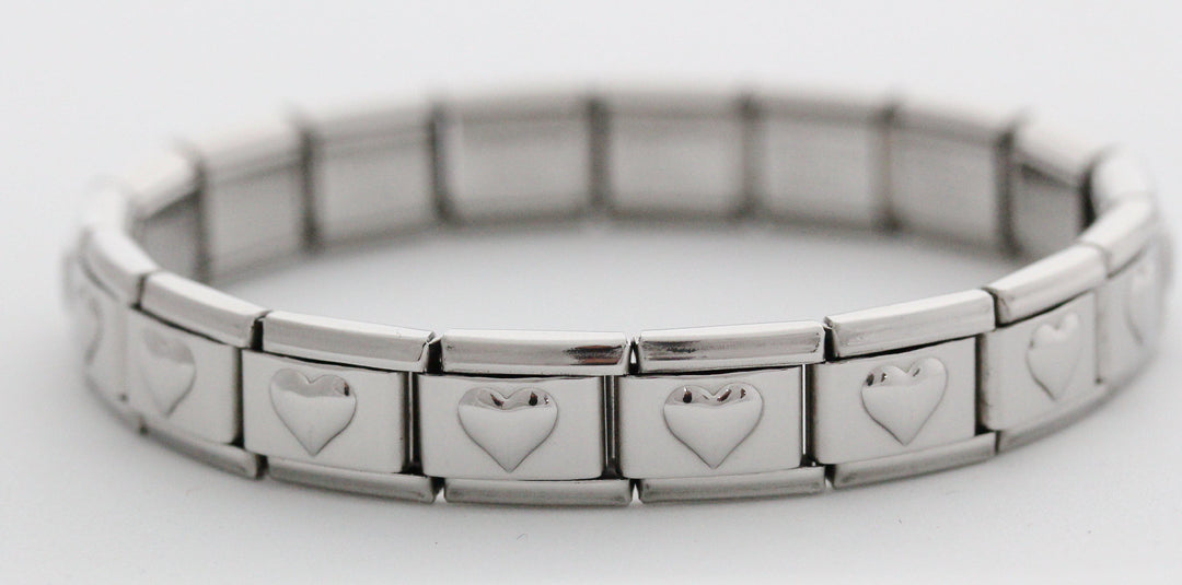 9mm 18 Link Heart Italian Charm Bracelet