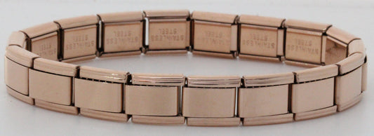 9mm 18 Link Rose Gold Plates Italian Charm Bracelet