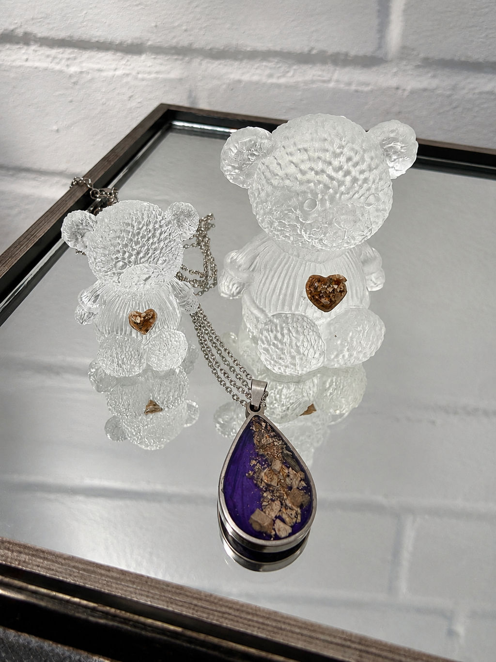 Teddy Bear with ashes/hair heart