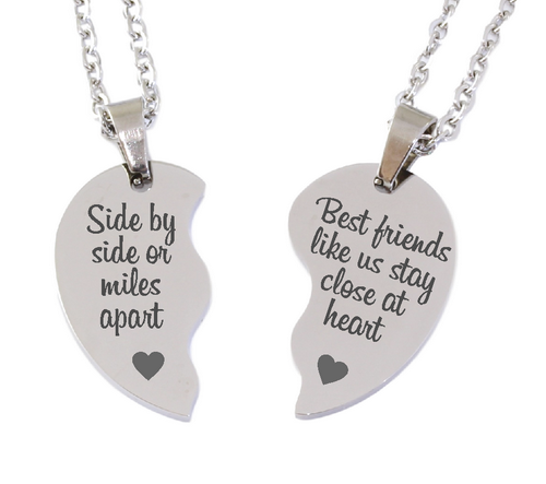 Custom Engraved Split Heart Pendant and Chain