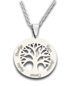 Custom Engraved Tree of Life Pendant and Chain
