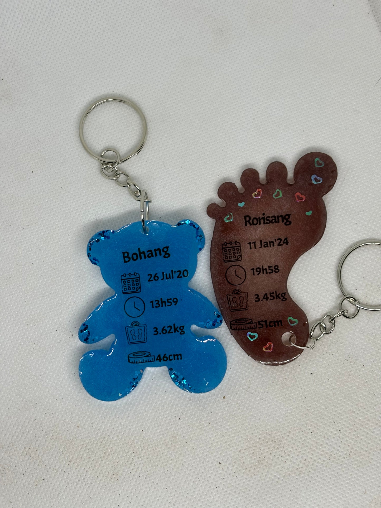 Teddy Bear Birth Detail Key Chain