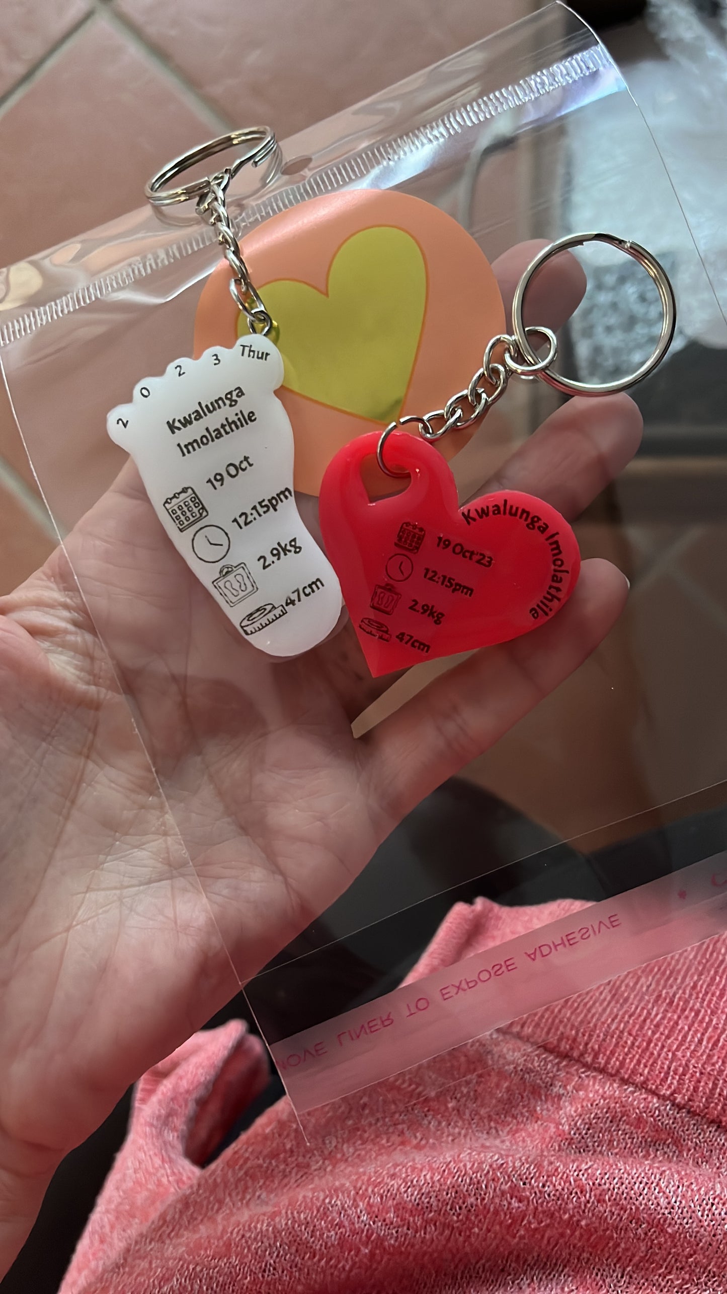 Heart with Birth Details Key Chain Shape A