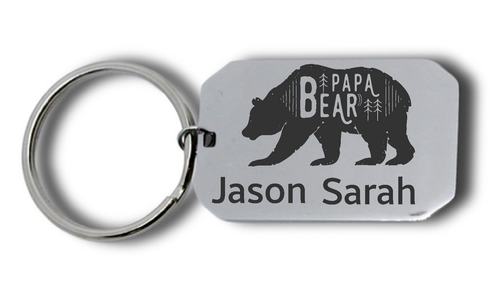 Papa Bear Personalized Engraved Keyring