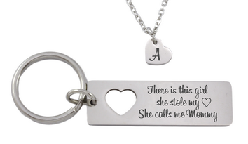 Personalized Heart Keyring & Necklace Set