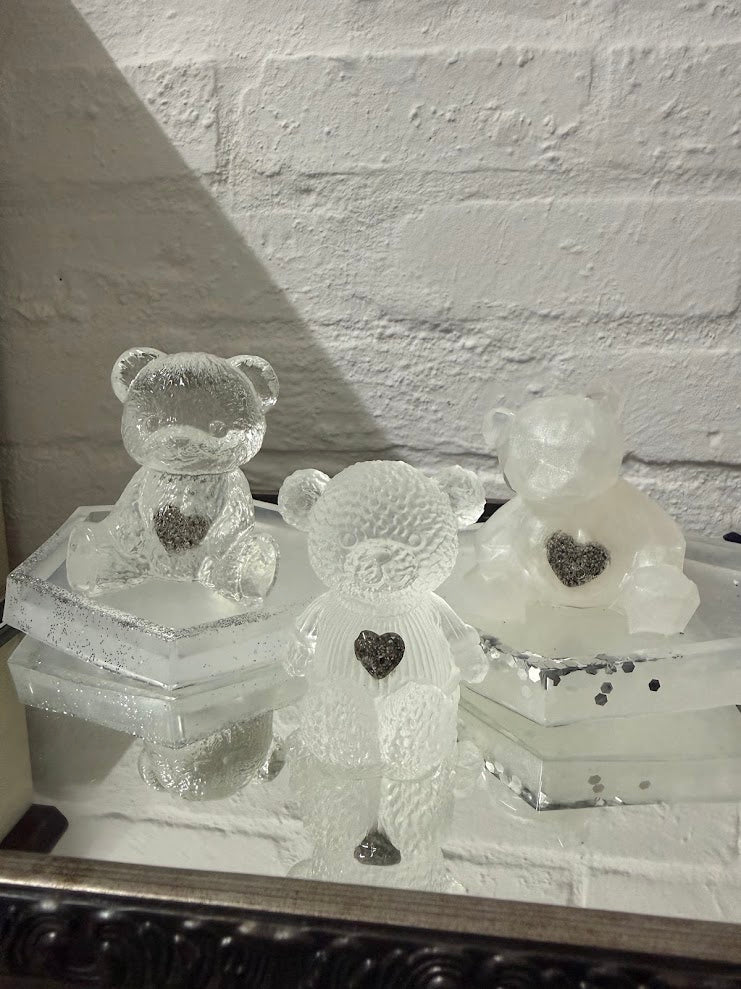Teddy Bear with ashes/hair heart