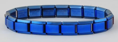 9mm 18 Link Blue Plated Italian Charm Bracelet