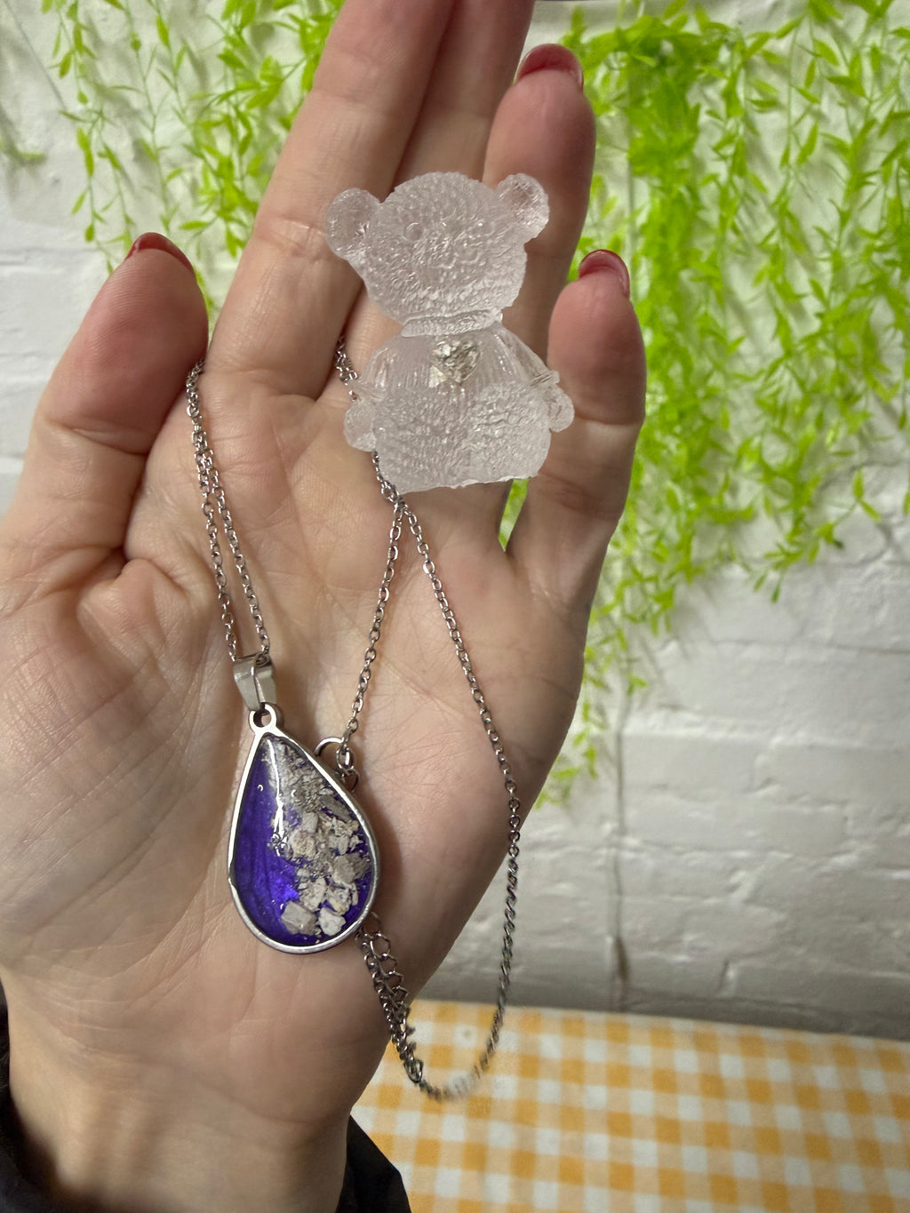 Teardrop Bezel Necklace with Ashes/Hair