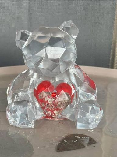 Teddy Bear with ashes/hair heart