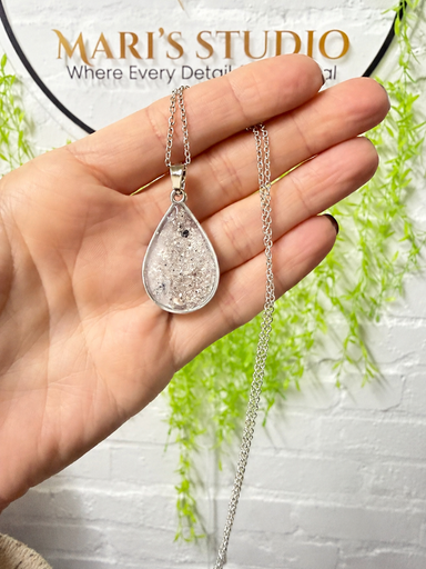 Teardrop Bezel Necklace with Ashes/Hair