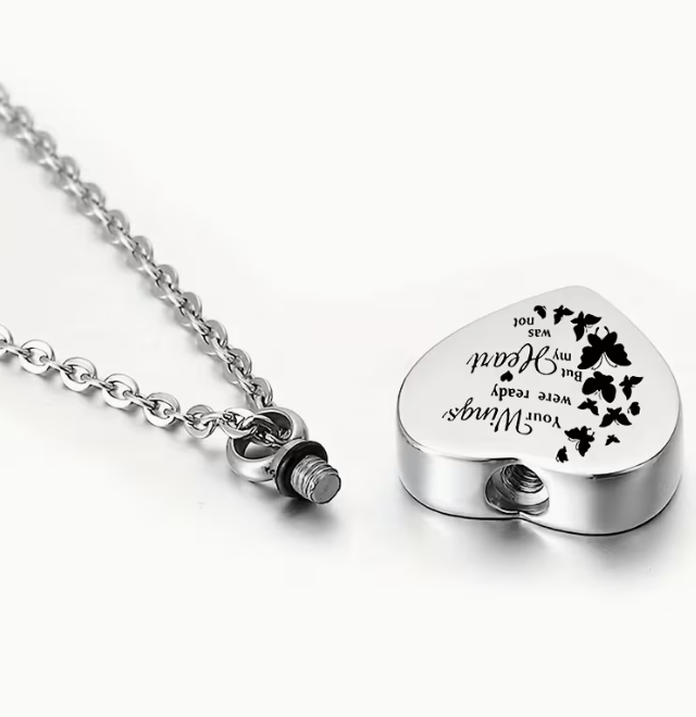 Memorial Urn Butterfly with wings wording Necklace